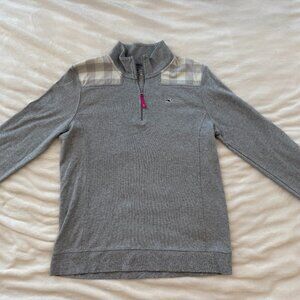 Vineyard Vines Shep Shirt Gray Plaid Shoulder Quarter Zip Pullover Women’s M